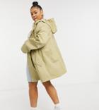 Asos Design Curve Lightweight Parka In Stone-neutral