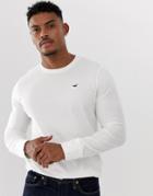 Hollister Icon Logo Long Sleeve Top In White - White