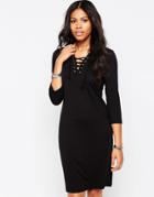 B.young Rosil Lace Up Neck Bodycon Dress - Parisian Night