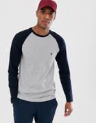 French Connection Long Sleeve Raglan Crew Neck Top-gray