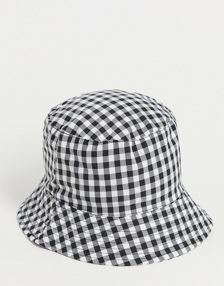 Pieces Bucket Hat In Black & White Gingham-multi