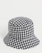 Pieces Bucket Hat In Black & White Gingham-multi