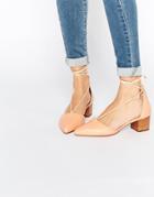 Asos Oregon Lace Up Pointed Heels - Apricot