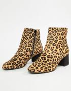 Dune London Olyvea Faux Pony Leopard Print Kitten Heel Ankle Boots - Multi