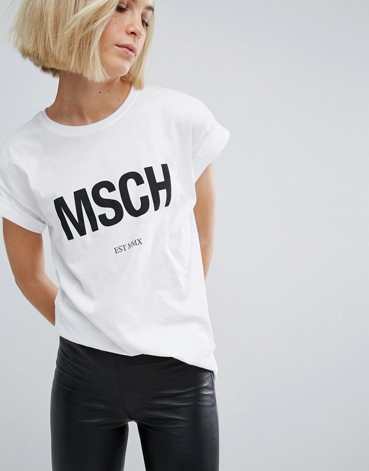 Moss Copenhagen Boyfriend T-shirt With Front Logo - White