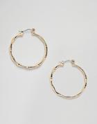 Asos Design Vintage Style Fine Bamboo Hoop Earrings - Gold