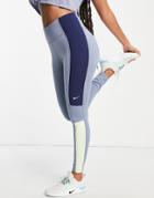 Nike Training One Color Block Leggings In Blue-blues