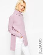 Asos Tall Sweater In Brushed Yarn With High Neck And Side Splits - Rust $24.50