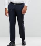 Asos Plus Slim Suit Pants In Navy 100% Wool - Navy