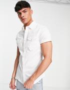 Asos Design Skinny Fit Western Denim Shirt In White
