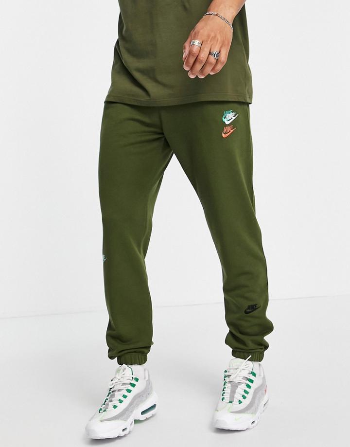 Nike Multi Futura Cuffed Sweatpants In Khaki-green