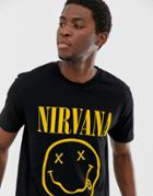 Asos Design Nirvana Band T-shirt With Face Print - Black