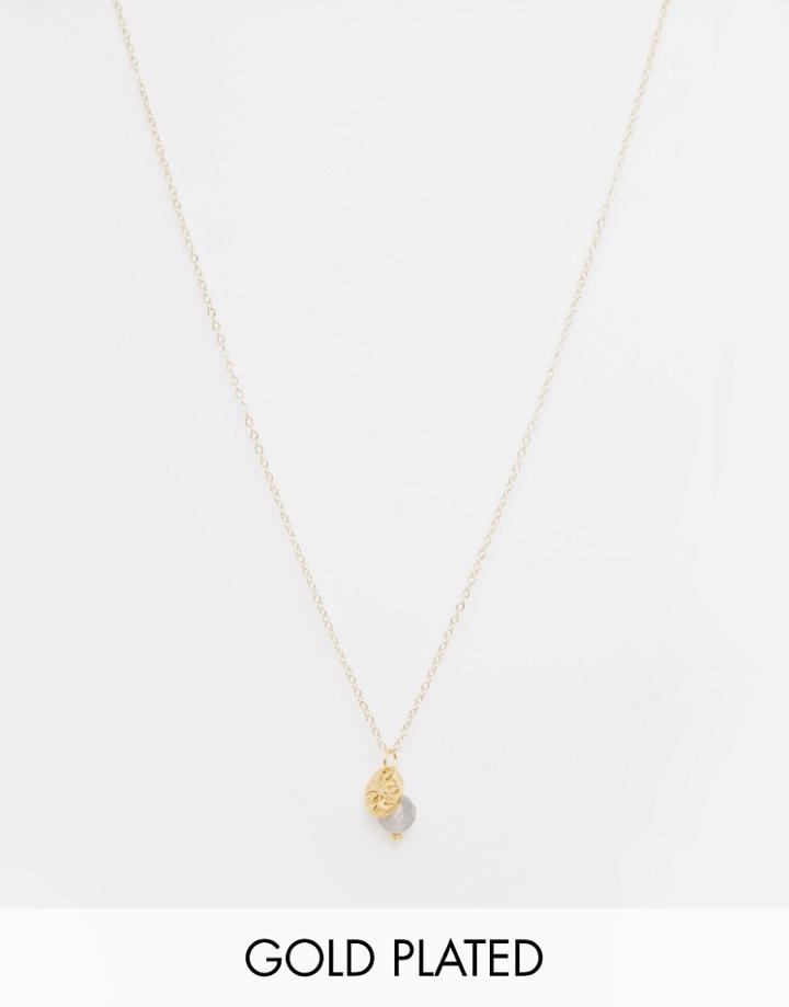 Mirabelle Facetted Gray Quartz Necklace On 45cm Gold Plated Chain - Gold