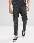 Asos Slim Cropped Cargo Jeans In Washed Khaki - Washed Khaki