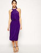 Asos Halter Neck Midi Pencil Dress - Purple