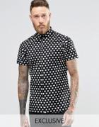 Noose & Monkey Short Sleeve Shirt With All Over Heart Print - Black