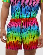 Asos Design Two-piece Slim Shorter Shorts In Bright Tie Dye Print-red
