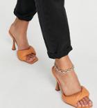 Asos Design Wide Fit Niki Padded Twist High Heeled Mules In Beige-neutral