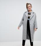Monki Longline Recycled Wool Blend Coat In Gray - Gray