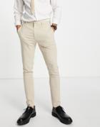 Asos Design Super Skinny Suit Pants In Camel Crosshatch-neutral