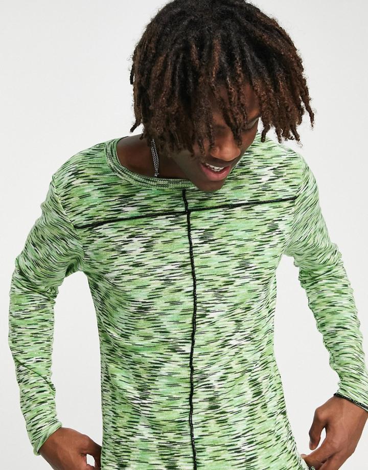 Asos Design Knitted Space Dye Sweater In Green