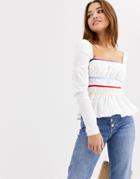 The East Order Janie Square Neck Blouse-white