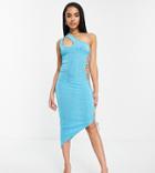 Asyou Racer Rhinestone Lace Up Midi Dress In Aqua-blue
