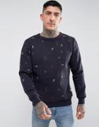 Hymn Embroidered Skiing Sweatshirt - Navy