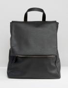 Asos Zip Front Square Backpack - Black