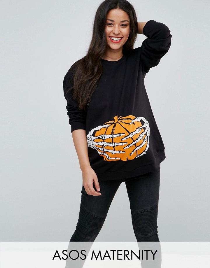 Asos Maternity Halloween Skeleton Hand Sweatshirt - Black