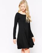 Vila Long Sleeve Skater Dress - Black
