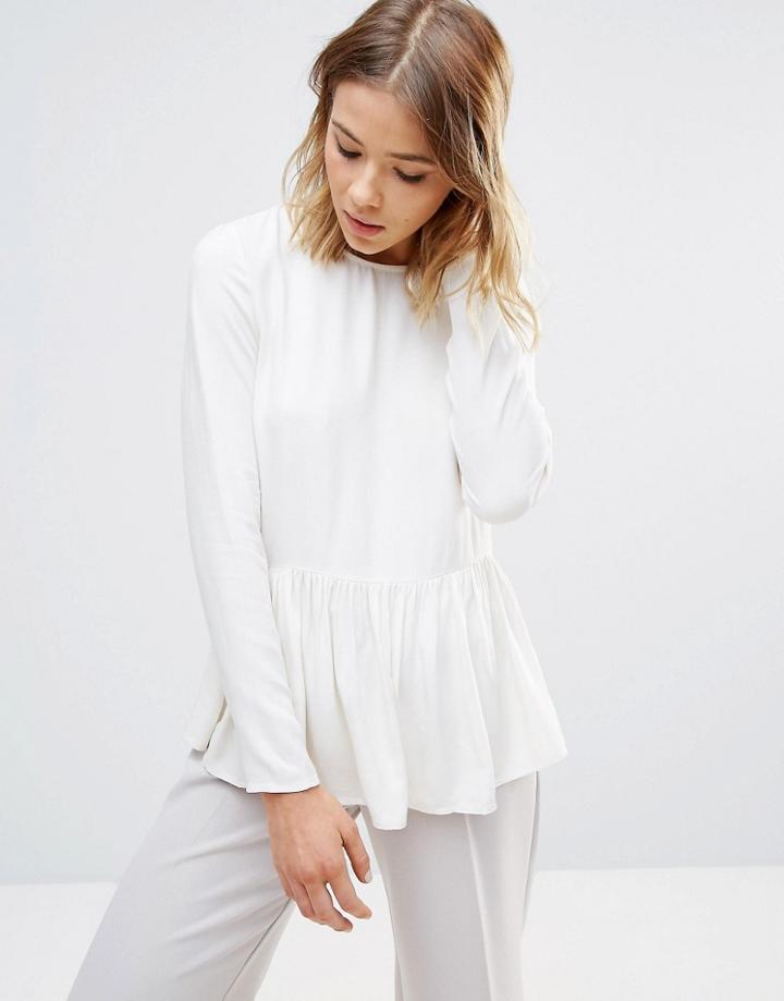 Pieces Ibbi Peplum Blouse - White