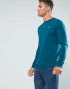 Hollister Long Sleeve Top Crew Icon Logo Slim Fit In Teal - Navy
