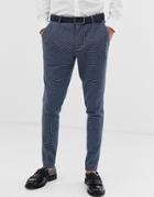 Asos Design Super Skinny Suit Pants With Blue Houndstooth - Blue
