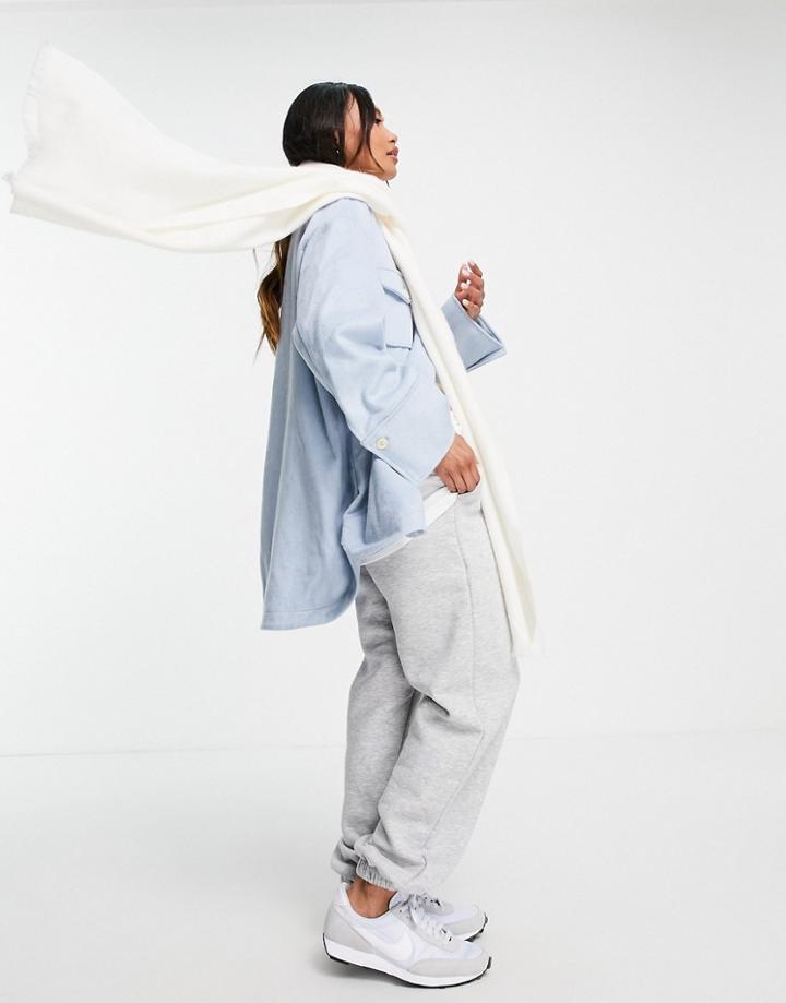 Asos Design Recycled Blend Scarf With Raw Edge In White