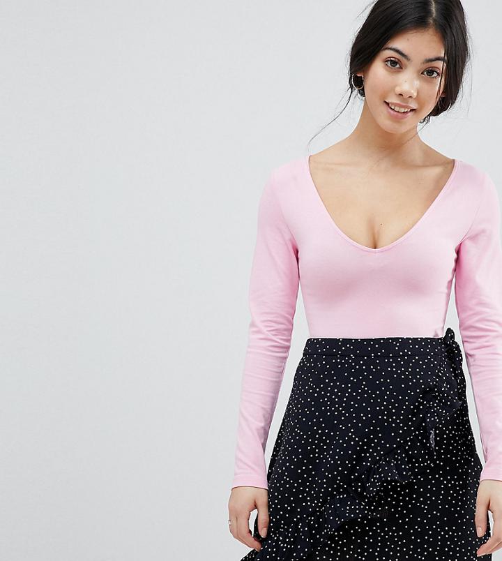 Miss Selfridge Peite Exclusive V Neck Body - Pink