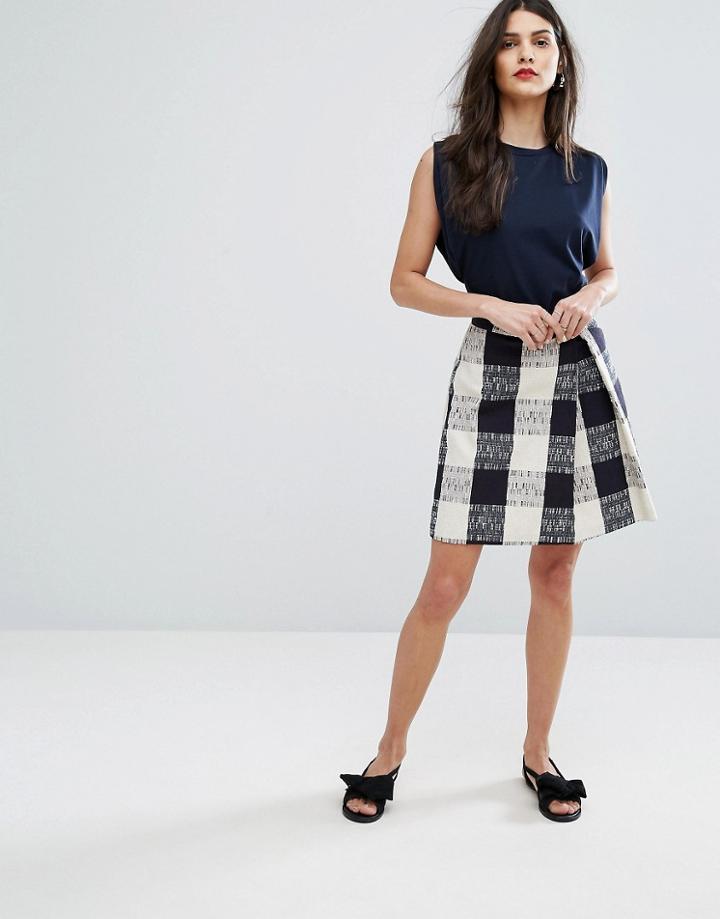 Max & Co Casanova Check Mini Skirt - White