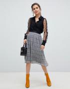 B.young Check Pleated Skirt-multi