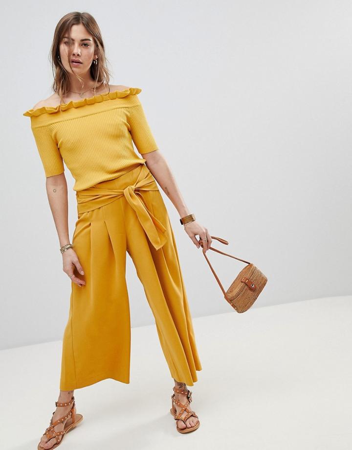 Moon River Wide Leg Pants - Yellow