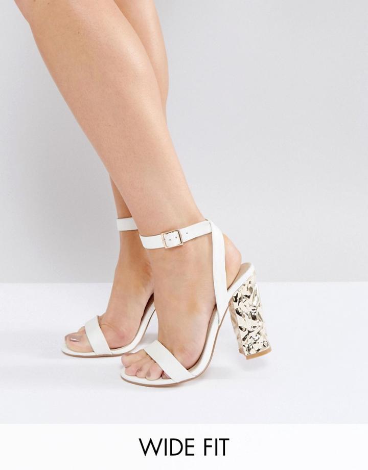Asos Hazard Wide Fit Heeled Sandal - White