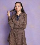 Collusion Mini Shirt Dress With Bra Top In Brown Check