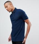 Ted Baker Tall Textured Polo Shirt In Navy - Navy