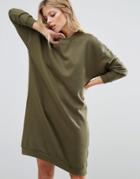 Noisy May Longline Sweat Dress - Green