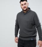 Badrhino Big Button Shawl Neck Sweater In Dark Khaki - Green