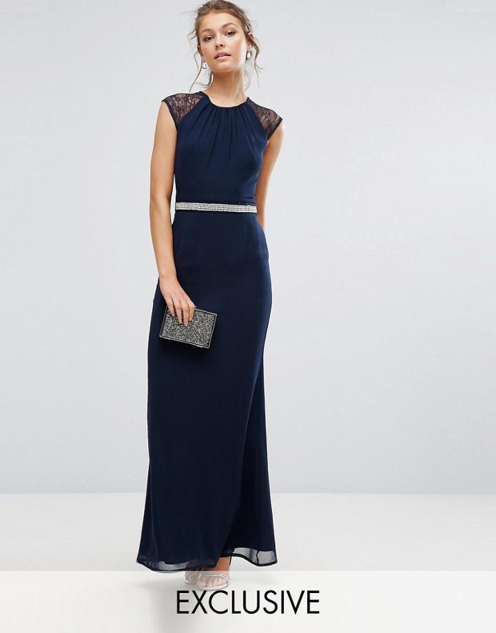 Elise Ryan Embellished Maxi Dress With Lace Back - Pink