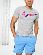Nike Training Dri-fit Sport Clash Graphic Logo T-shirt In Gray Heather