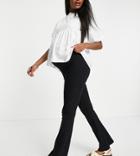 Asos Design Maternity Over The Bump Rib Kick Flare Pant In Black