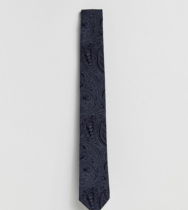Heart & Dagger Tie In Printed Wool Mix - Navy