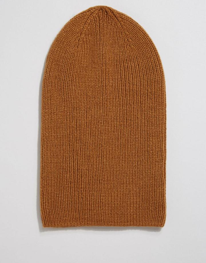 Asos Slouchy Beanie In Tobacco - Tobacco