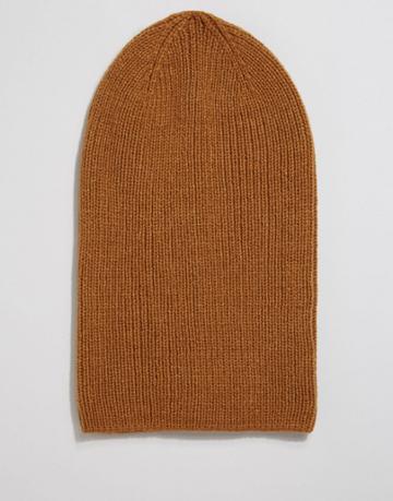 Asos Slouchy Beanie In Tobacco - Tobacco